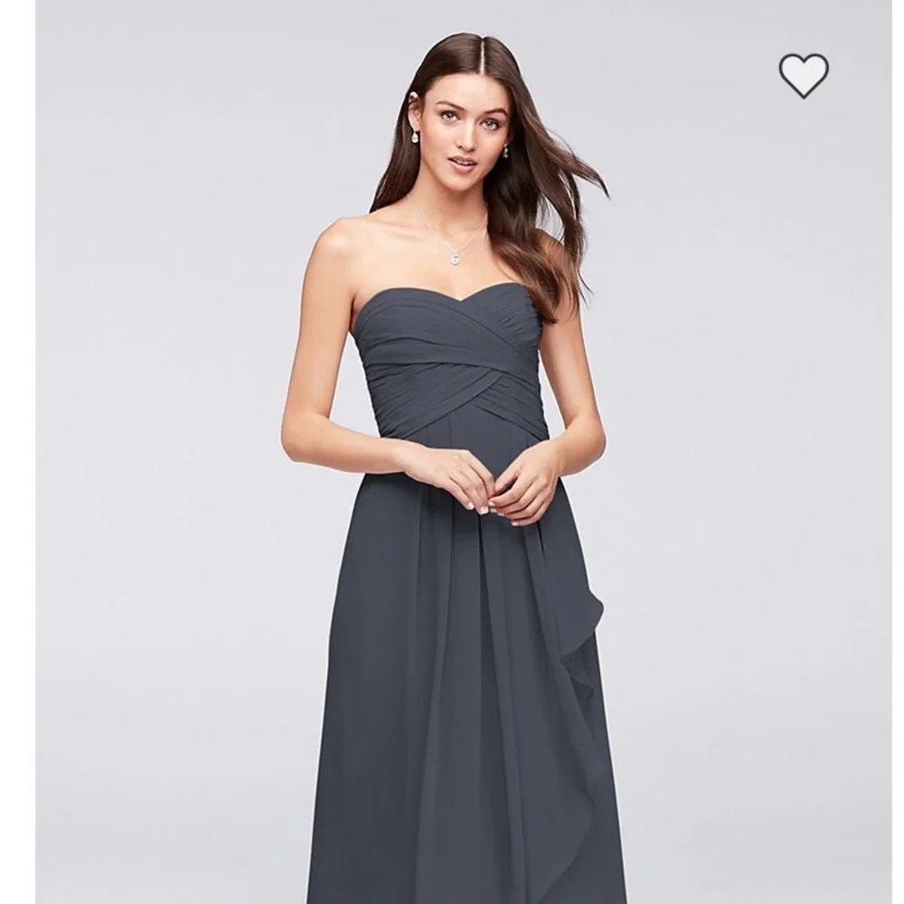 David’s Bridal Grey Strapless Chiffon Dress 12 - Picture 1 of 8